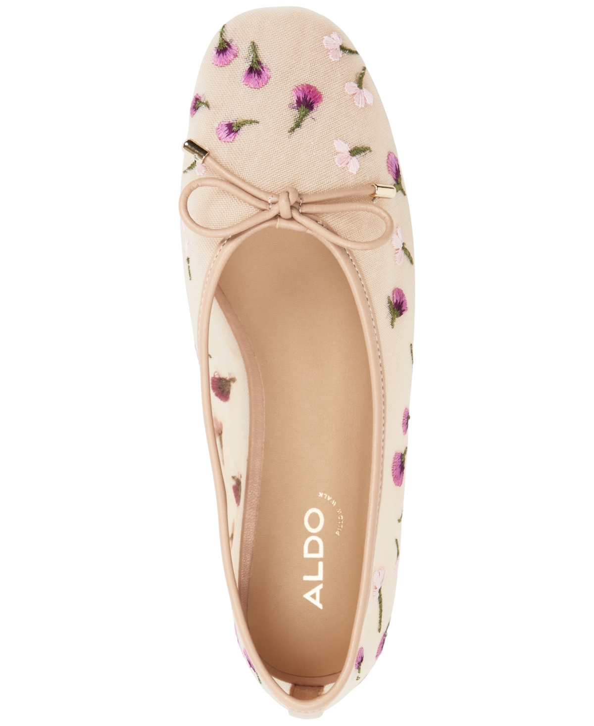 Shop Aldo Women's Joselie Bow-trim Ballerina Flats In Ivory Multi,floral
