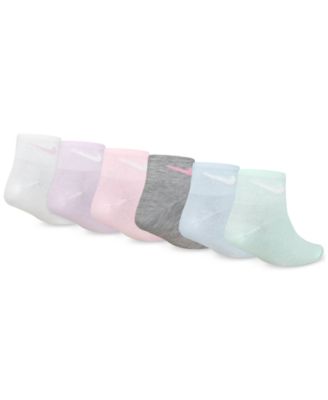 Little Girls Metallic Swoosh Logo Quarter Socks, Pack of 6