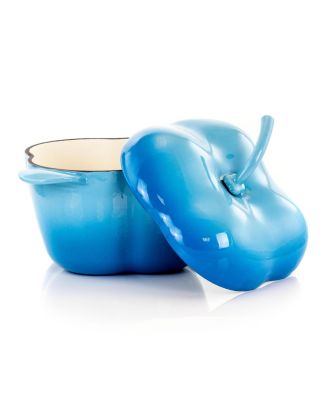 Pepper Shaped 3 Quart Enameled Cast Iron Casserole in Blue