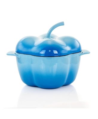 Pepper Shaped 3 Quart Enameled Cast Iron Casserole in Blue