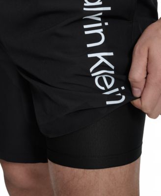 Men's Regular-Fit Quick-Dry 5" Swim Trunks with Compression Short Liner