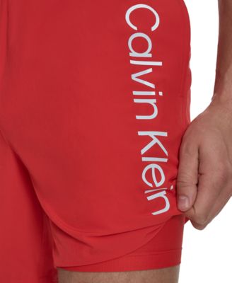 Men's Regular-Fit Quick-Dry 5" Swim Trunks with Compression Short Liner