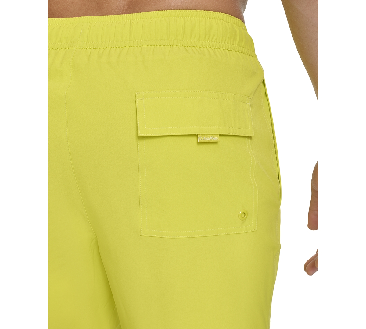 Calvin Klein Men's Core Euro Regular-fit Quick-dry 5" Swim Trunks With Compression Short Liner In Citrus