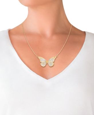 Two-Tone Butterfly Pendant Necklace in 10k Gold, 18"