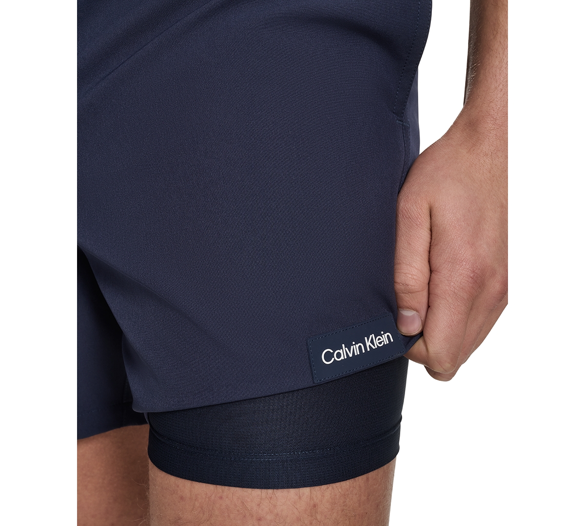 CALVIN KLEIN MEN'S CORE EURO REGULAR-FIT QUICK-DRY 5" SWIM TRUNKS WITH COMPRESSION SHORT LINER 