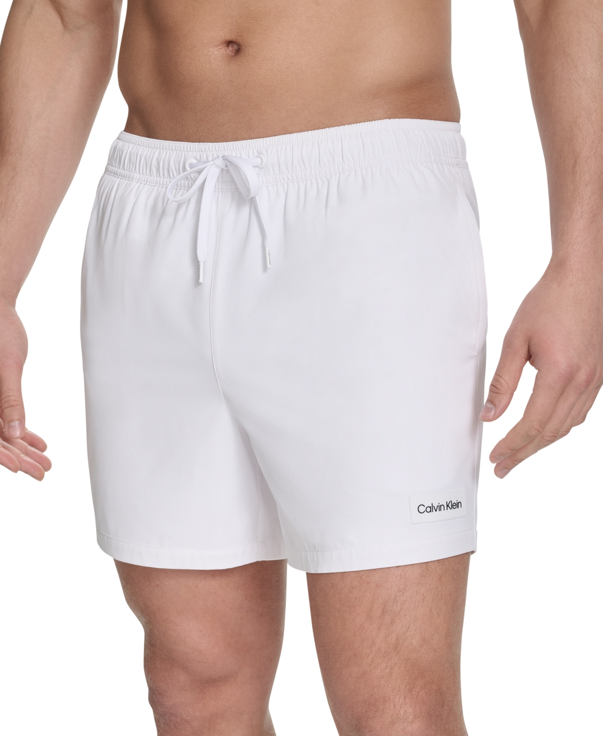 Calvin Klein Men's Core Euro Regular-fit Quick-dry 5" Swim Trunks With Compression Short Liner In White