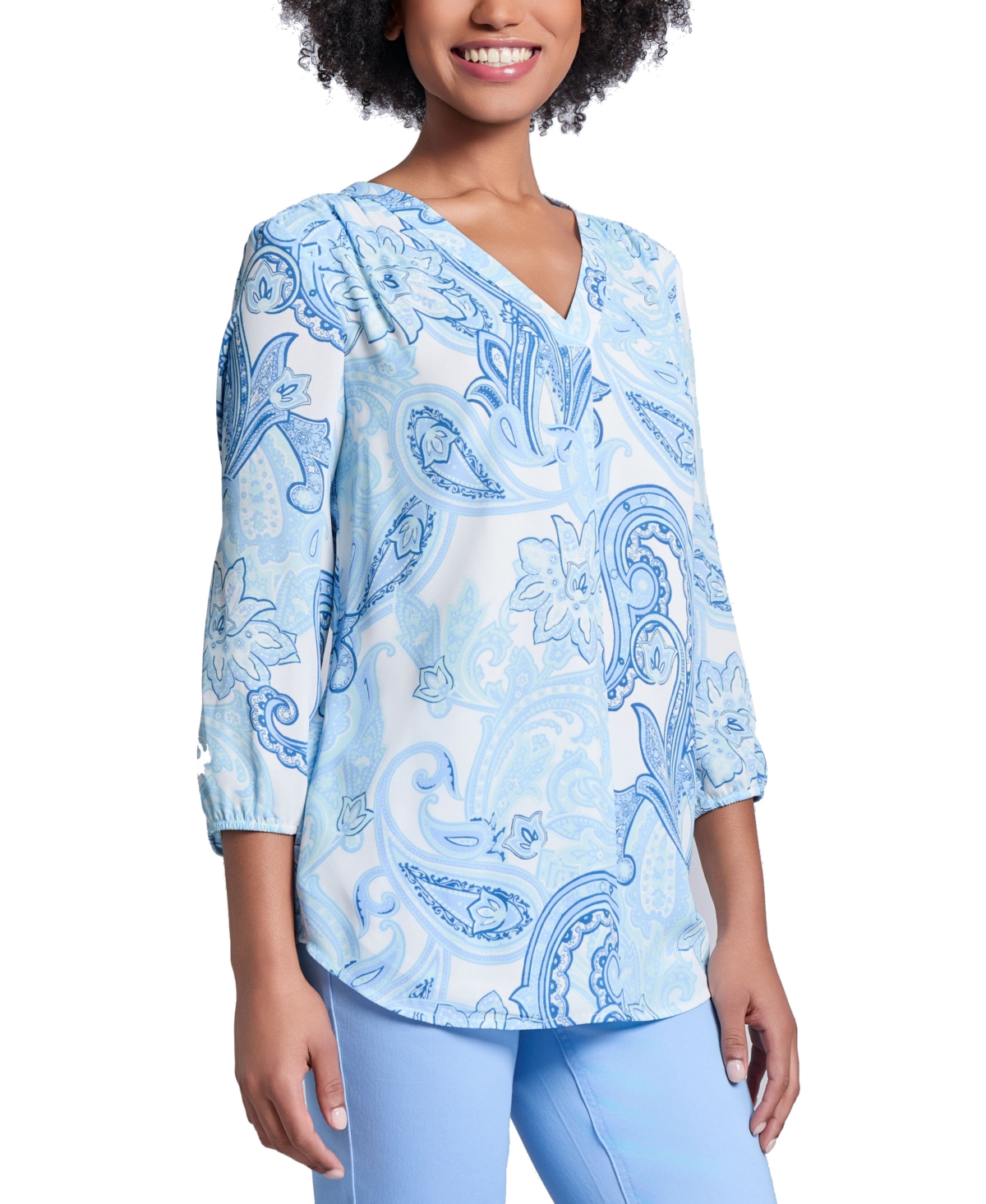 JONES NEW YORK WOMEN'S PAISLEY-PRINT V-NECK TUNIC 
