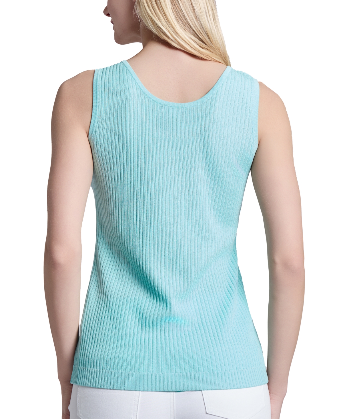 Jones New York Women's Sutton Ribbed Scoop-neck Tank Top In Aqua Wave