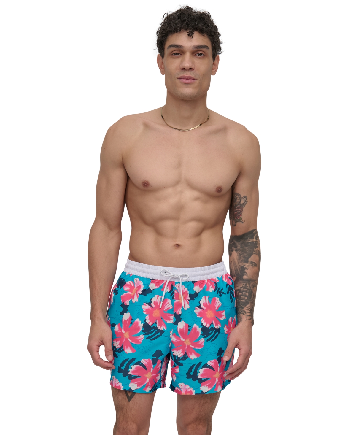 Men's Modern Euro Floral Print Performance 5" Volley Shorts - Multi