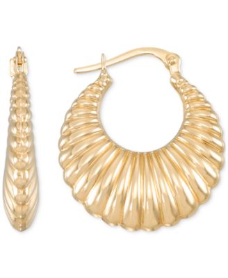 Macy's - Shrimp Textured Hoop Earrings in 10k Yellow Gold