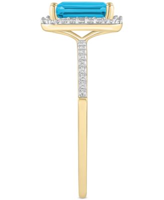 Blue Topaz (2 ct. t.w.) & Lab Created White Sapphire (1/4 ct. t.w.) Statement Ring in 10k Yellow Gold