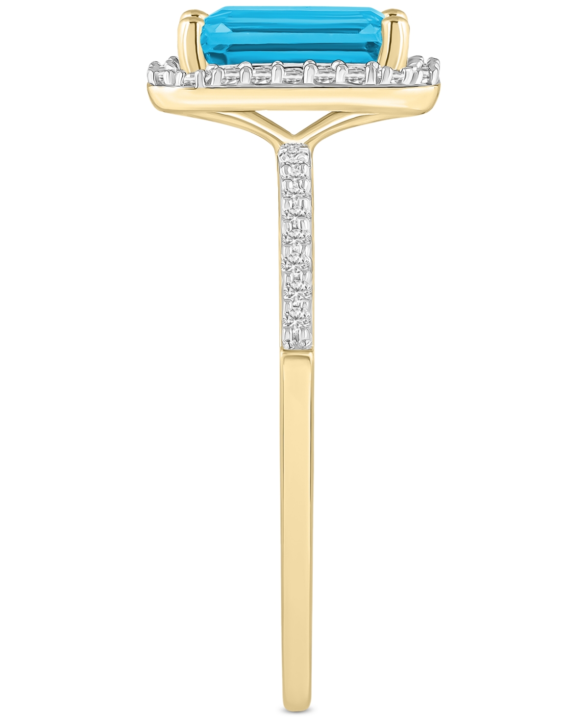 Macy's Blue Topaz (2 Ct. T.w.) & Lab Created White Sapphire (1/4 Ct. T.w.) Statement Ring In 10k Yellow Gol In Blue Topaz,gold