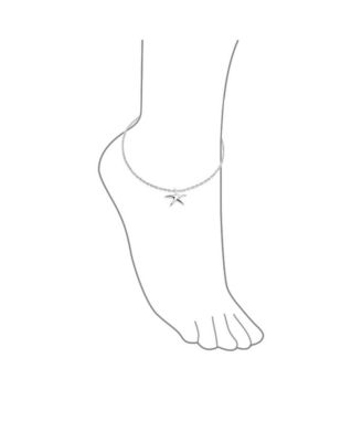 Marine Life Starfish Anklet Ankle Bracelet Sterling Silver 9-10 Inch
