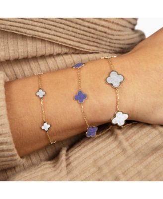 Small Amethyst Clover Bracelet 14K Gold