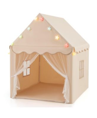 Kids Playhouse Tent with Star Lights & Play Mat Cozy Indoor Fun for Children