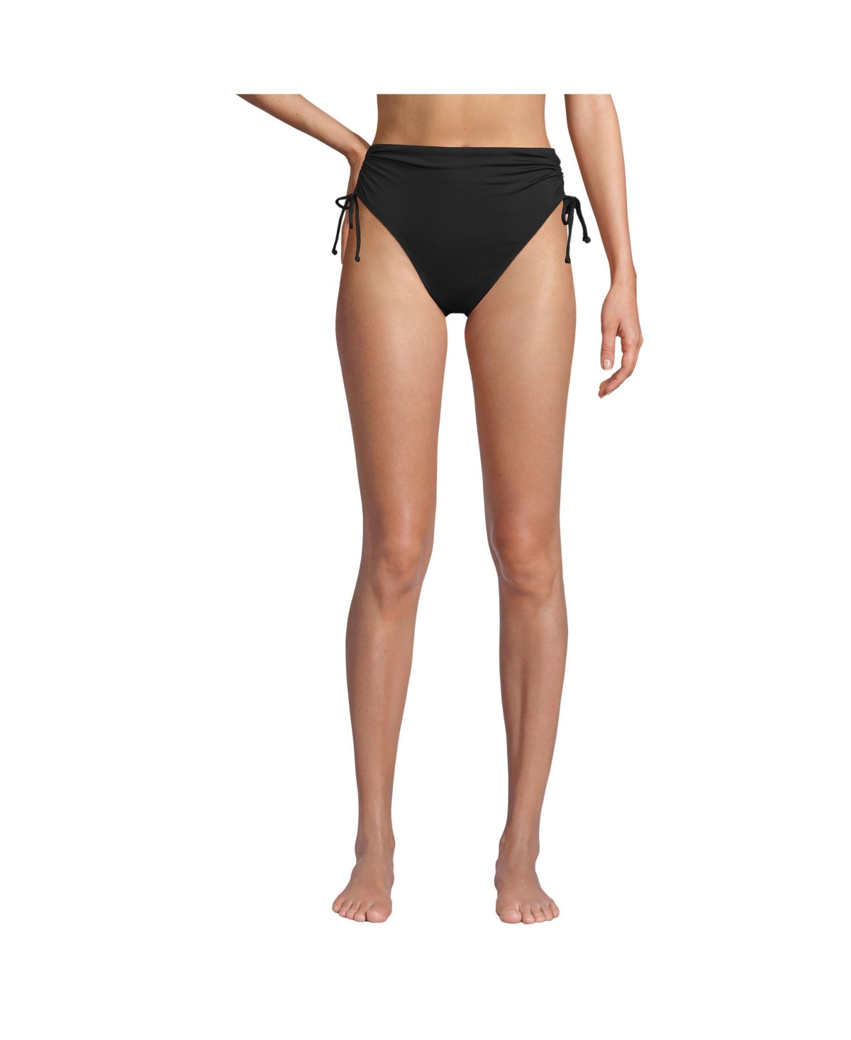 Women's High Waisted Adjustable Bikini Bottoms - Black