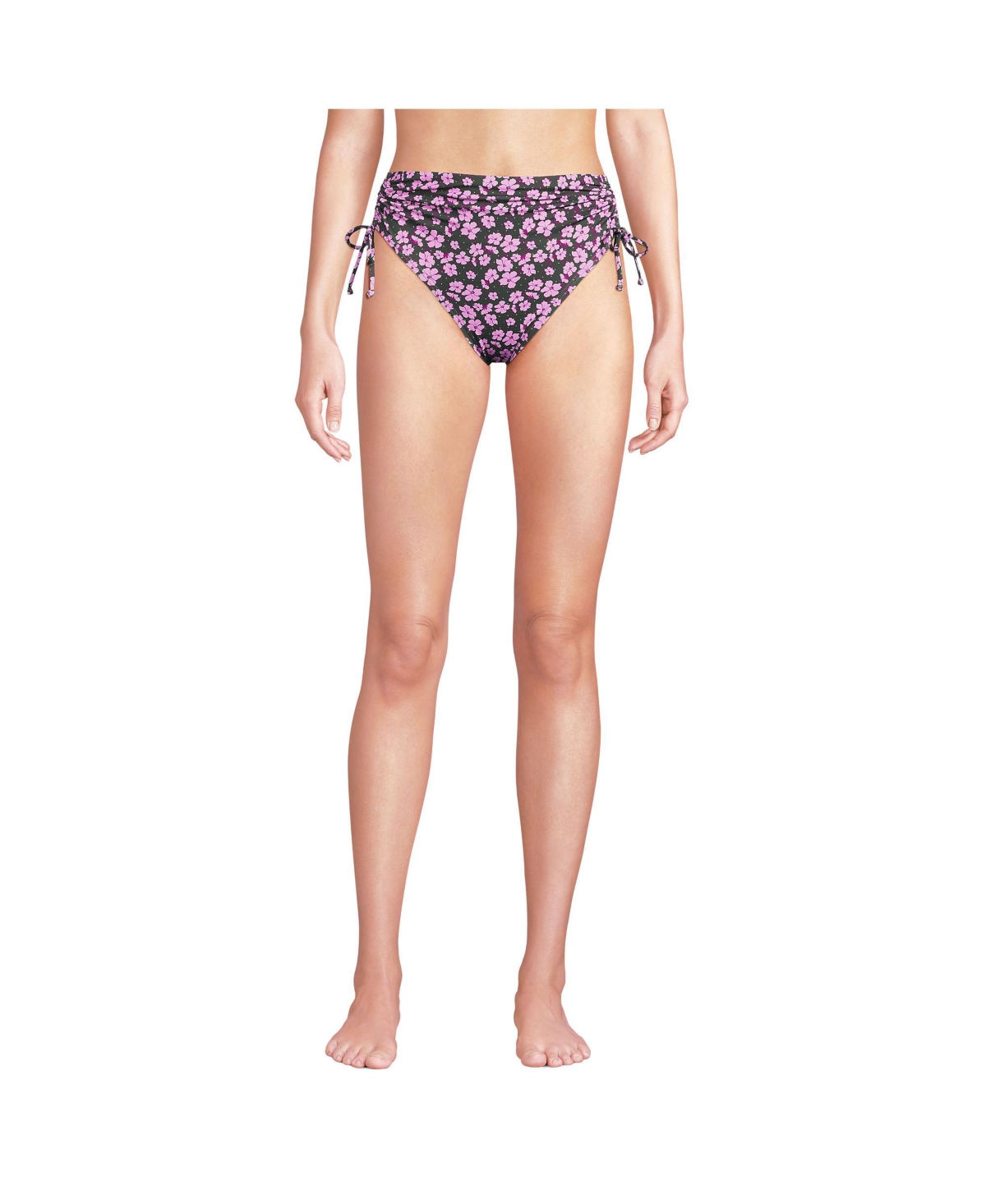Women's High Waisted Adjustable Bikini Bottoms - Black