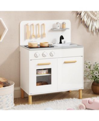 Kids Kitchen Playset with Cooking Accessories & Storage Interactive Toy for Toddlers