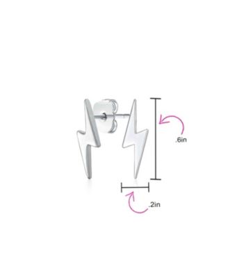 Tiny Geometric Lightning Bolt Stud Earrings in Sterling Silver