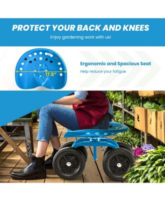 Rolling Garden Cart Heavy Duty Workseat with 360° Swivel Seat & Adjustable Height