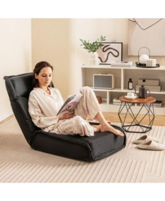 Folding Floor Chair Convertible Lazy Chair with 14-Position Adjustable Backrest