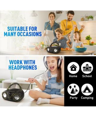 Portable CD Player Boombox with AM/FM Stereo and Bluetooth