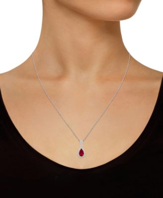 Lab Created Blue Sapphire (1 ct. t.w.) & Lab Created White Sapphire (1/6 ct. t.w.) Pear-Shape Pendant Necklace in 10k White Gold
