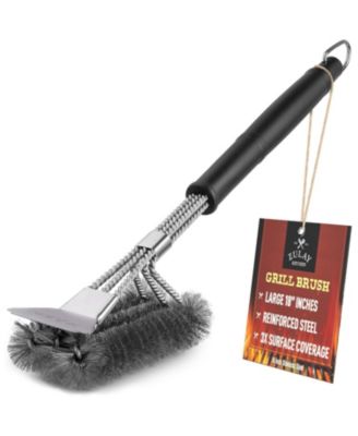 18" Heat Boss Grill Brush and Scraper - 3 Rows of Reinforced Stainless Steel Bristles for All Grill Types