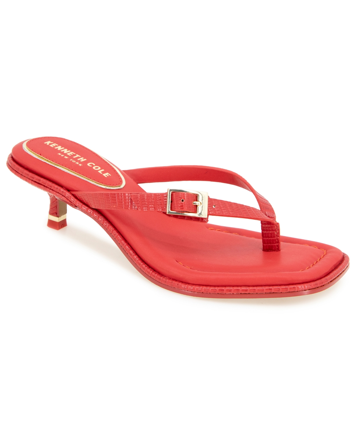 Shop Kenneth Cole New York Women's Gillie Kitten Heel Sandals In Red Lizard