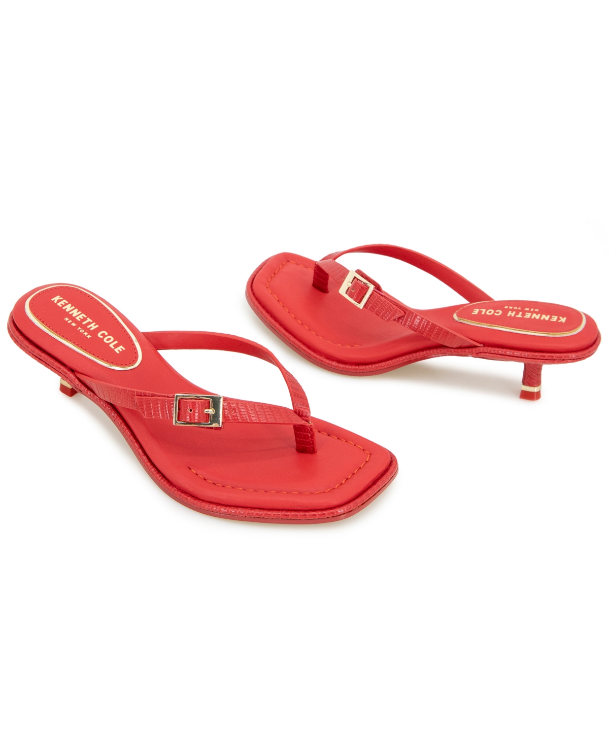 Shop Kenneth Cole New York Women's Gillie Kitten Heel Sandals In Red Lizard