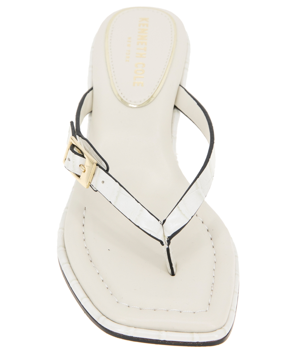 Kenneth Cole New York Women's Gillie Kitten Heel Sandals In Cream Croco