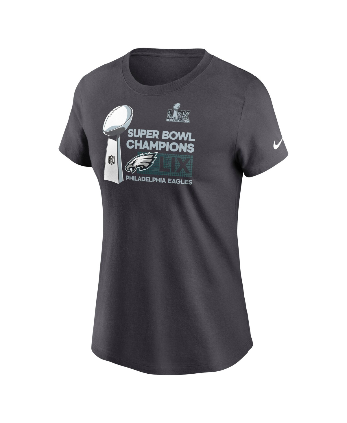 Nike Women's Anthracite Philadelphia Eagles Super Bowl Lix Champions Locker Room Trophy Collection T-shir In Anthracite