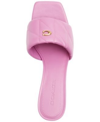 COACH Holly Block-Heel Leather Square-Toe Sandals - Macy's