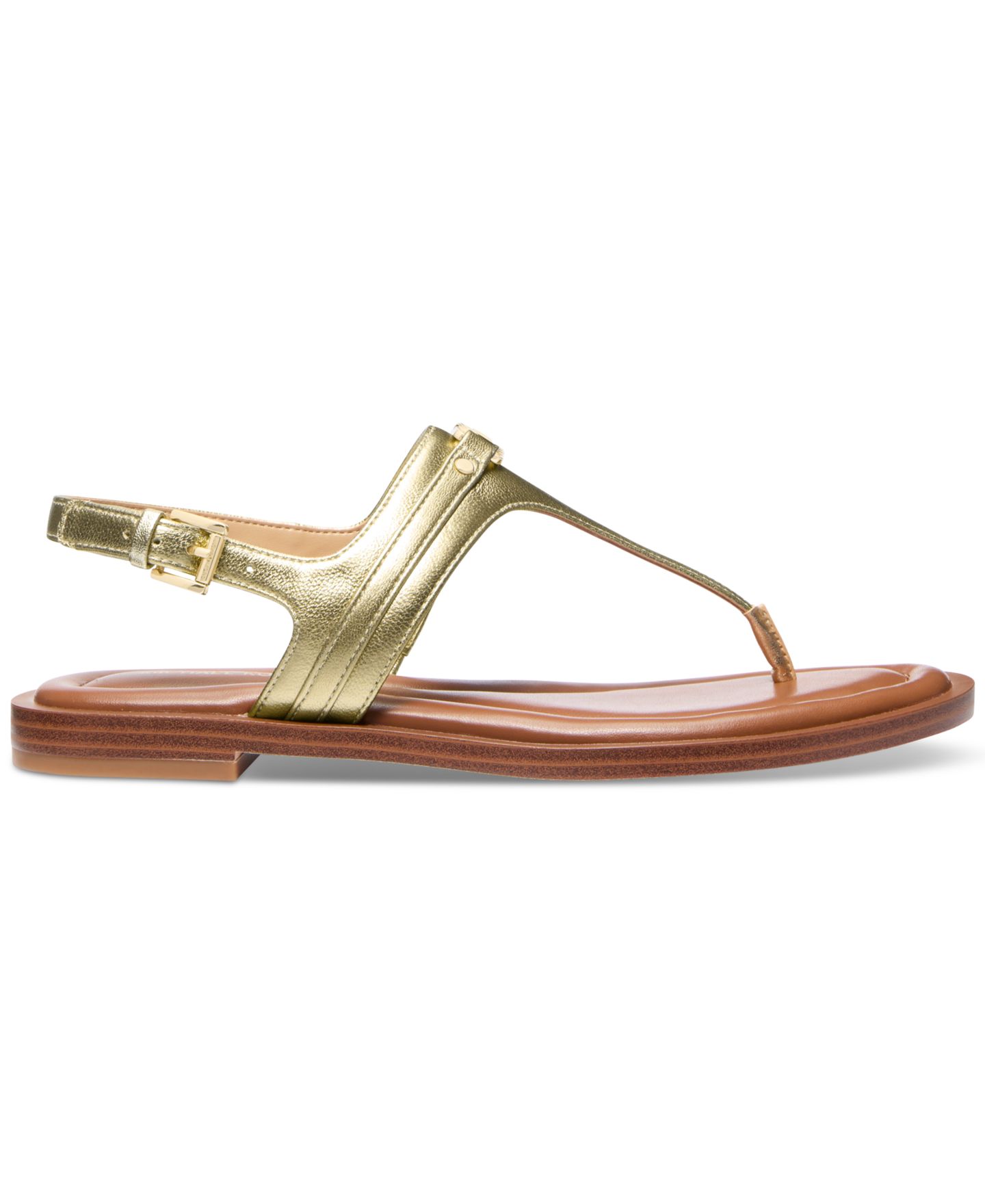 Женские сандалии Michael Kors Mandy Logo Slingback Thong, цвет: Бледный золотой металлик — фото 2