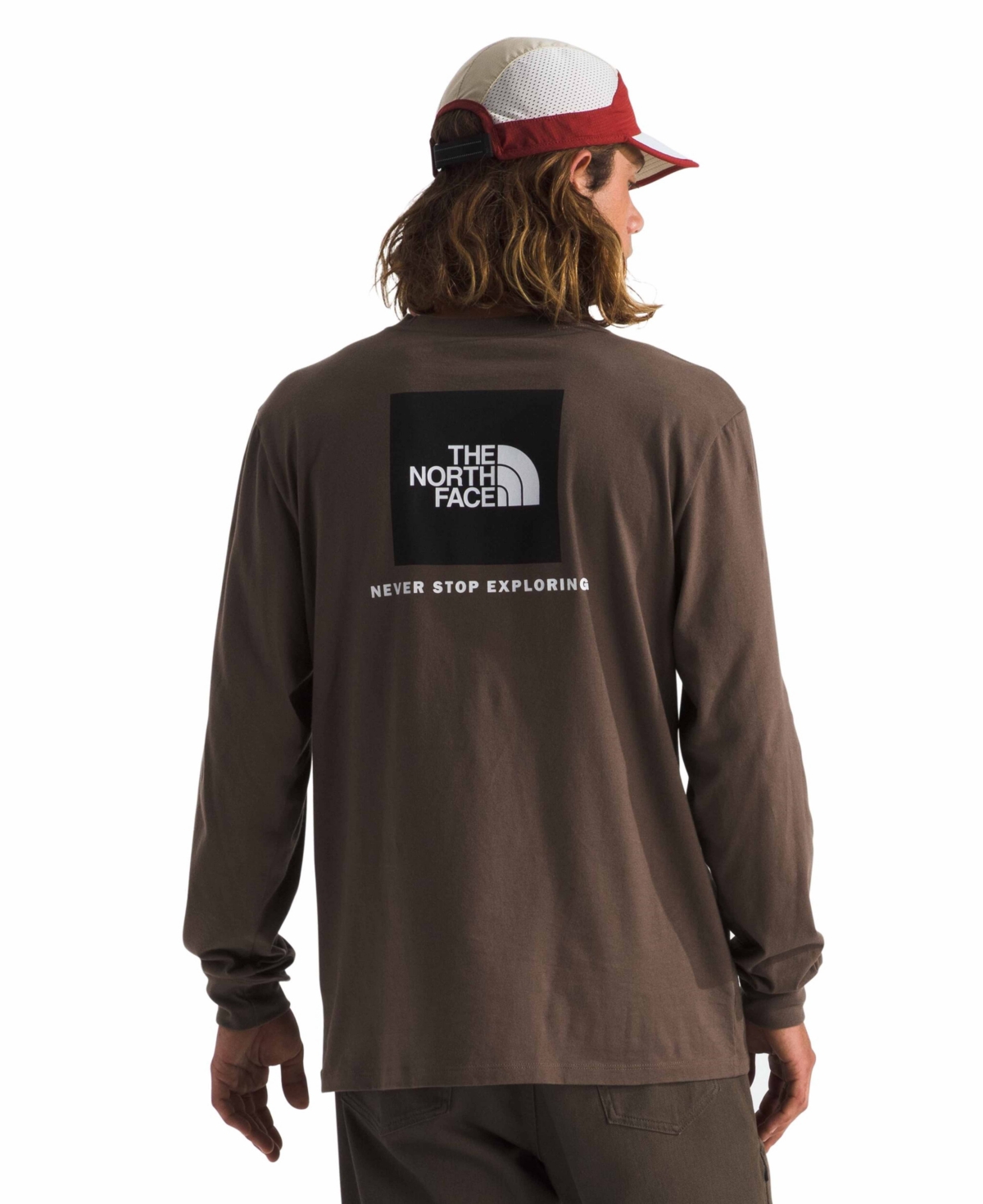 THE NORTH FACE MEN'S LONG SLEEVE BOX NEVER STOP EXPLORING T-SHIRT 