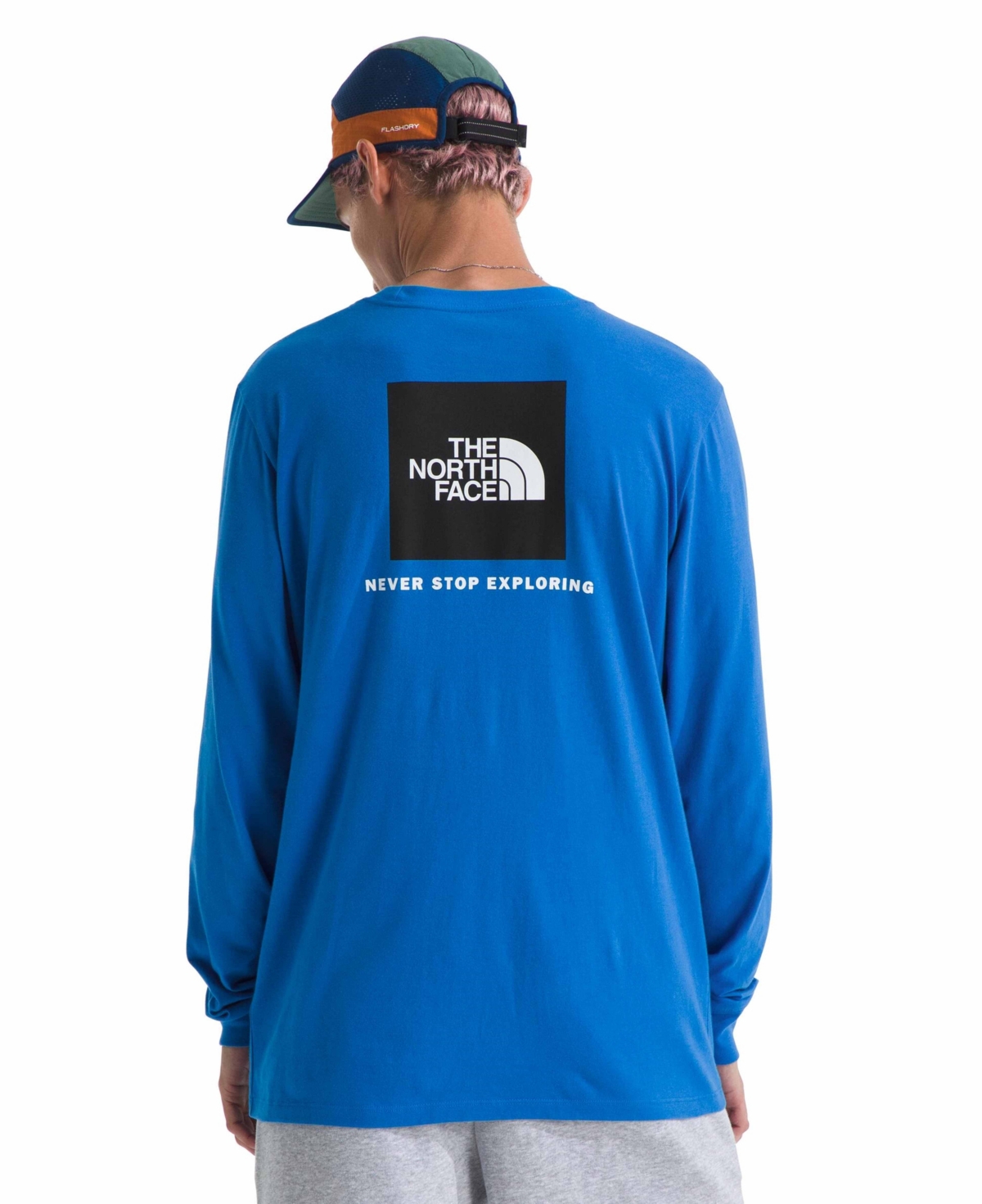 THE NORTH FACE MEN'S LONG SLEEVE BOX NEVER STOP EXPLORING T-SHIRT 