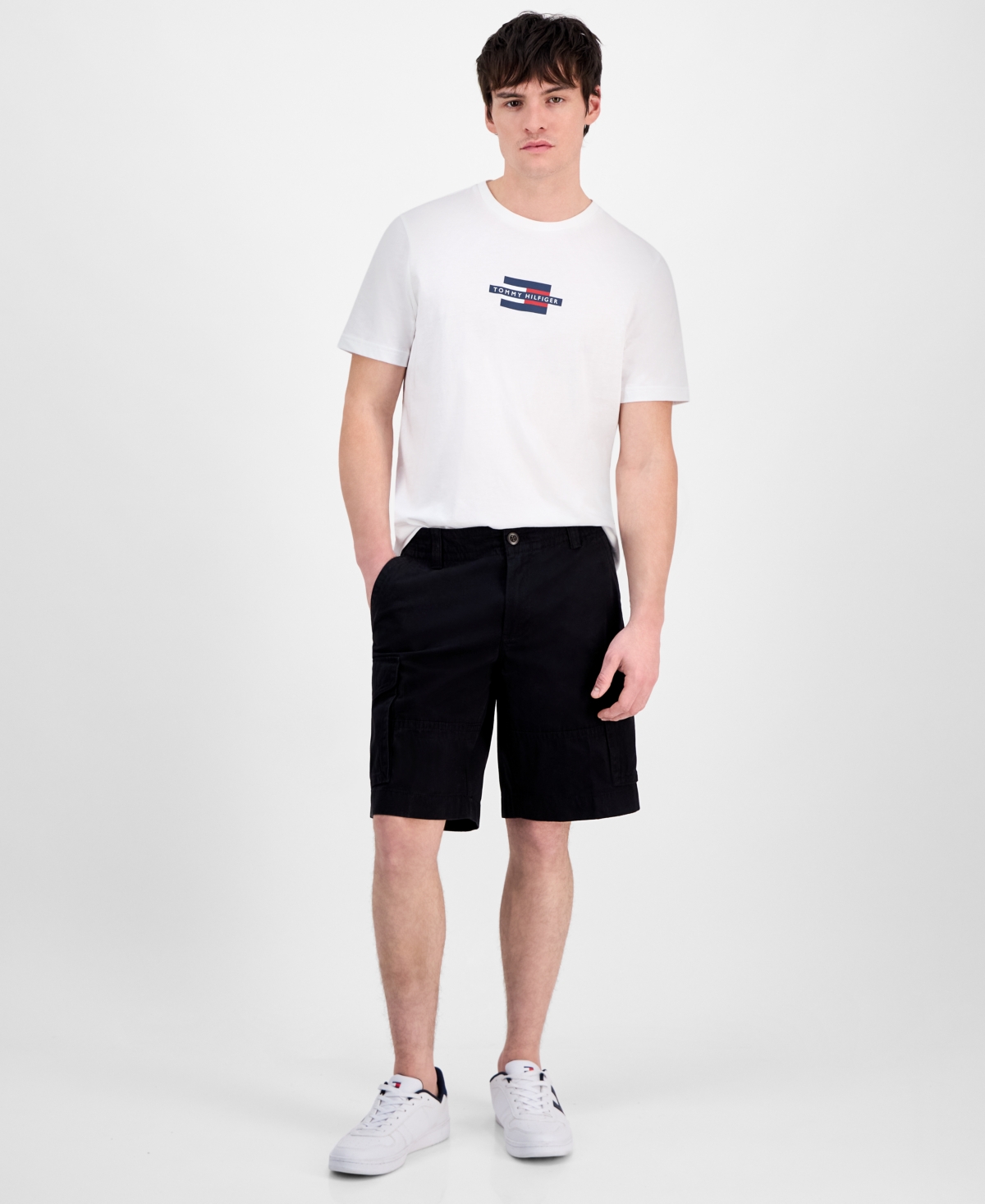 TOMMY HILFIGER MEN'S ESSENTIAL 10" SOLID CARGO SHORTS 