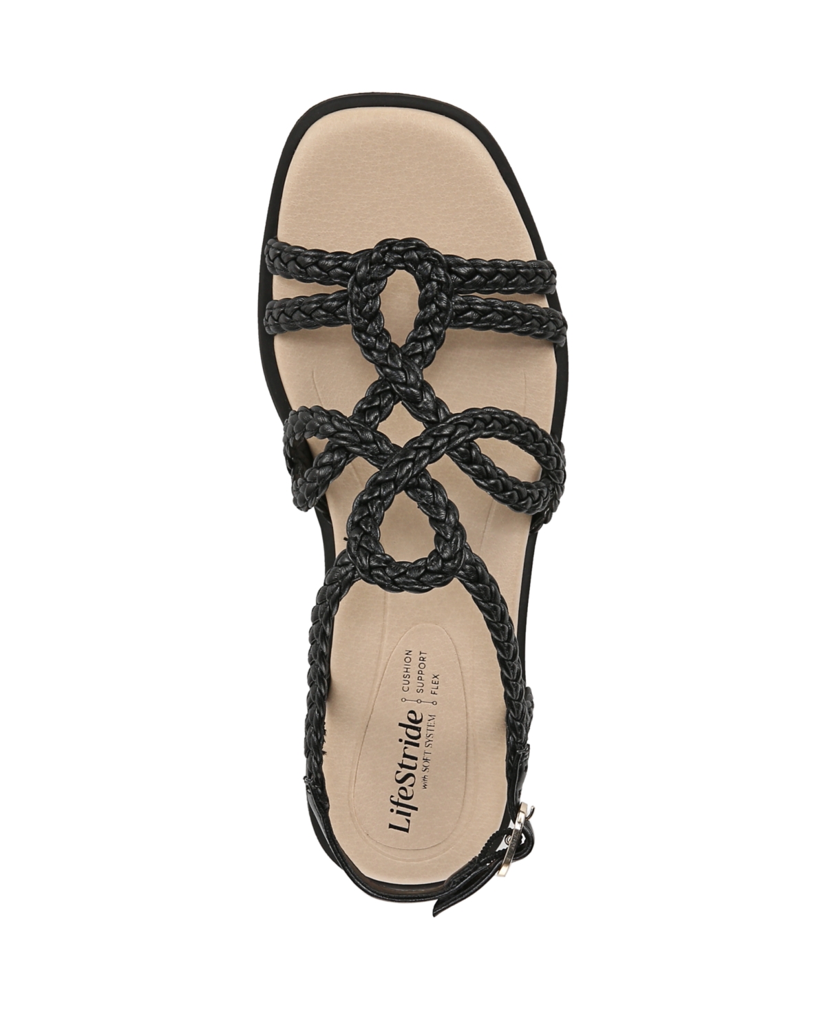 Shop Lifestride Women's Reagan Open Square Toe Strappy Slingback Sandals In Black Faux Leather