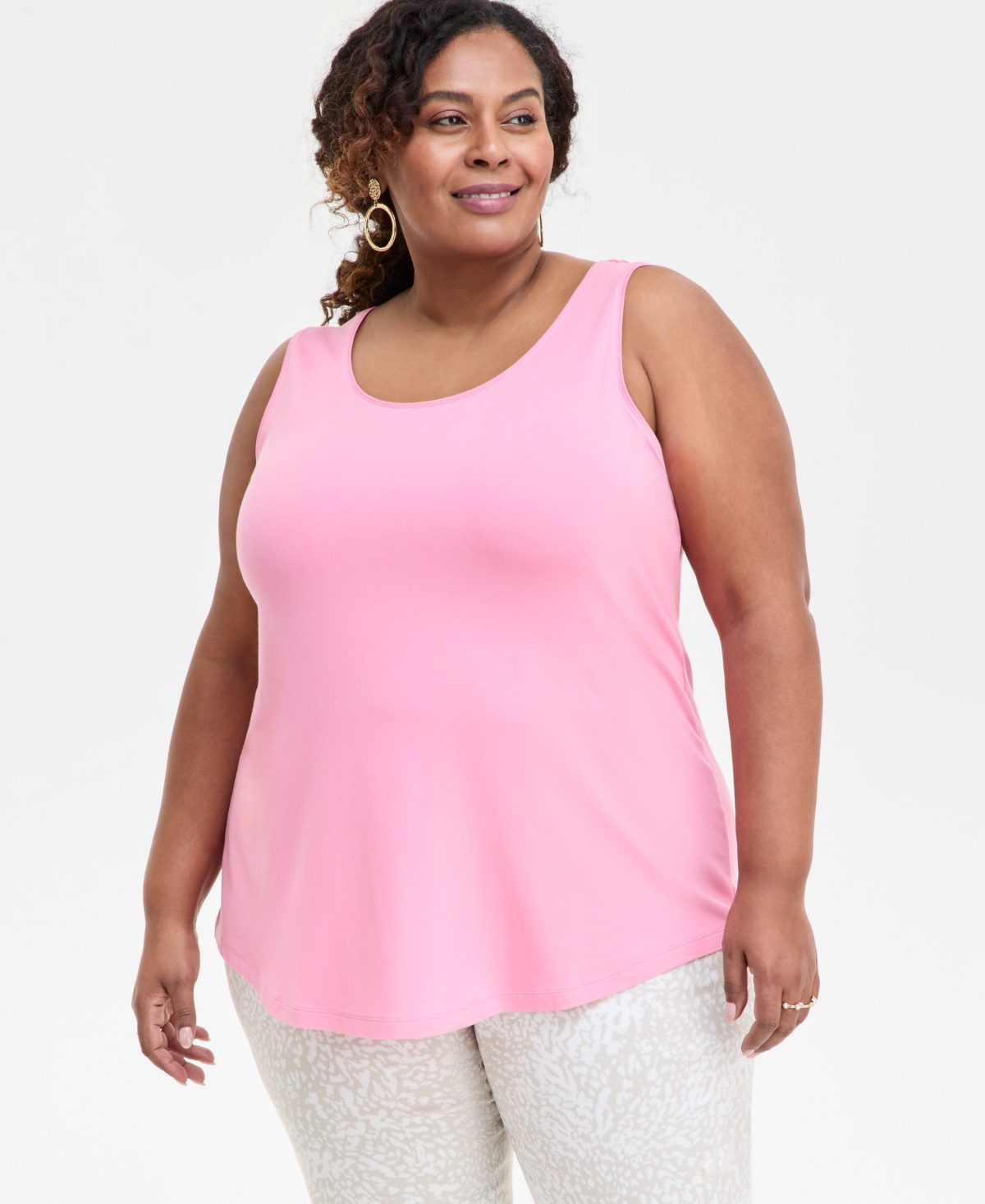 JM COLLECTION PLUS SIZE SCOOP-NECK SLEEVELESS TOP, EXCLUSIVELY AT MACY'S 