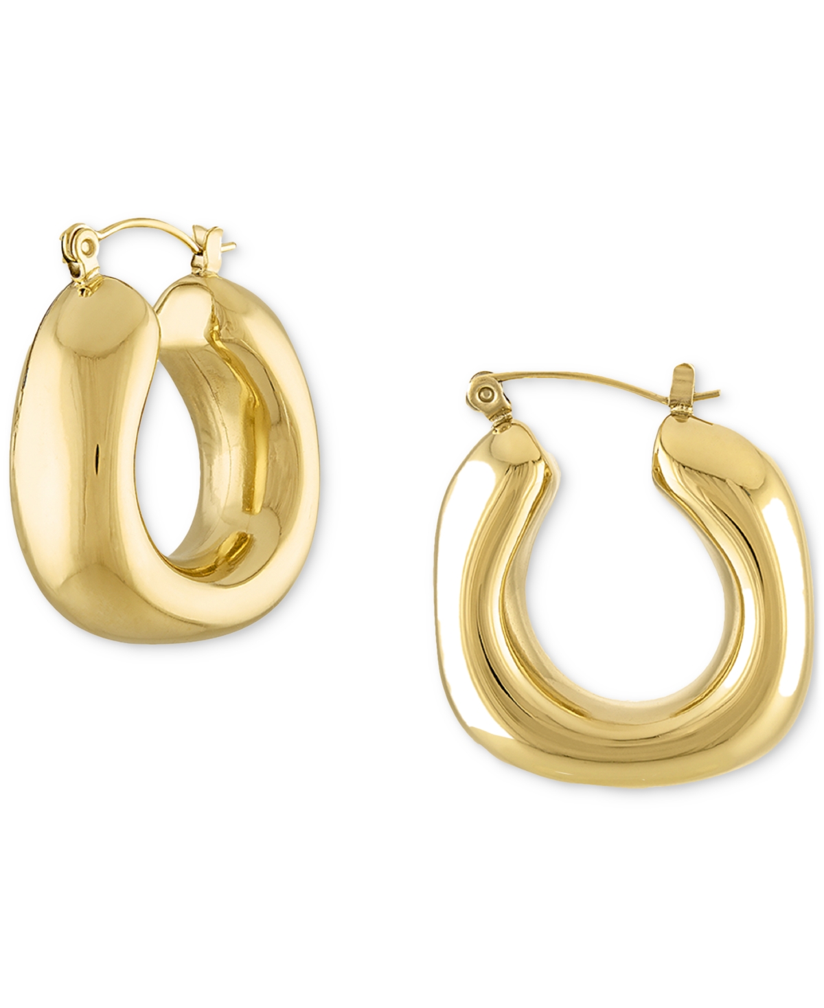 Stainless Steel Metal Sculptural Hoop Earrings - Silver