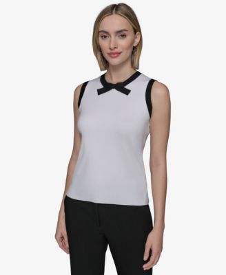 KARL LAGERFELD PARIS - Women's Bow-Tie Sleeveless Sweater