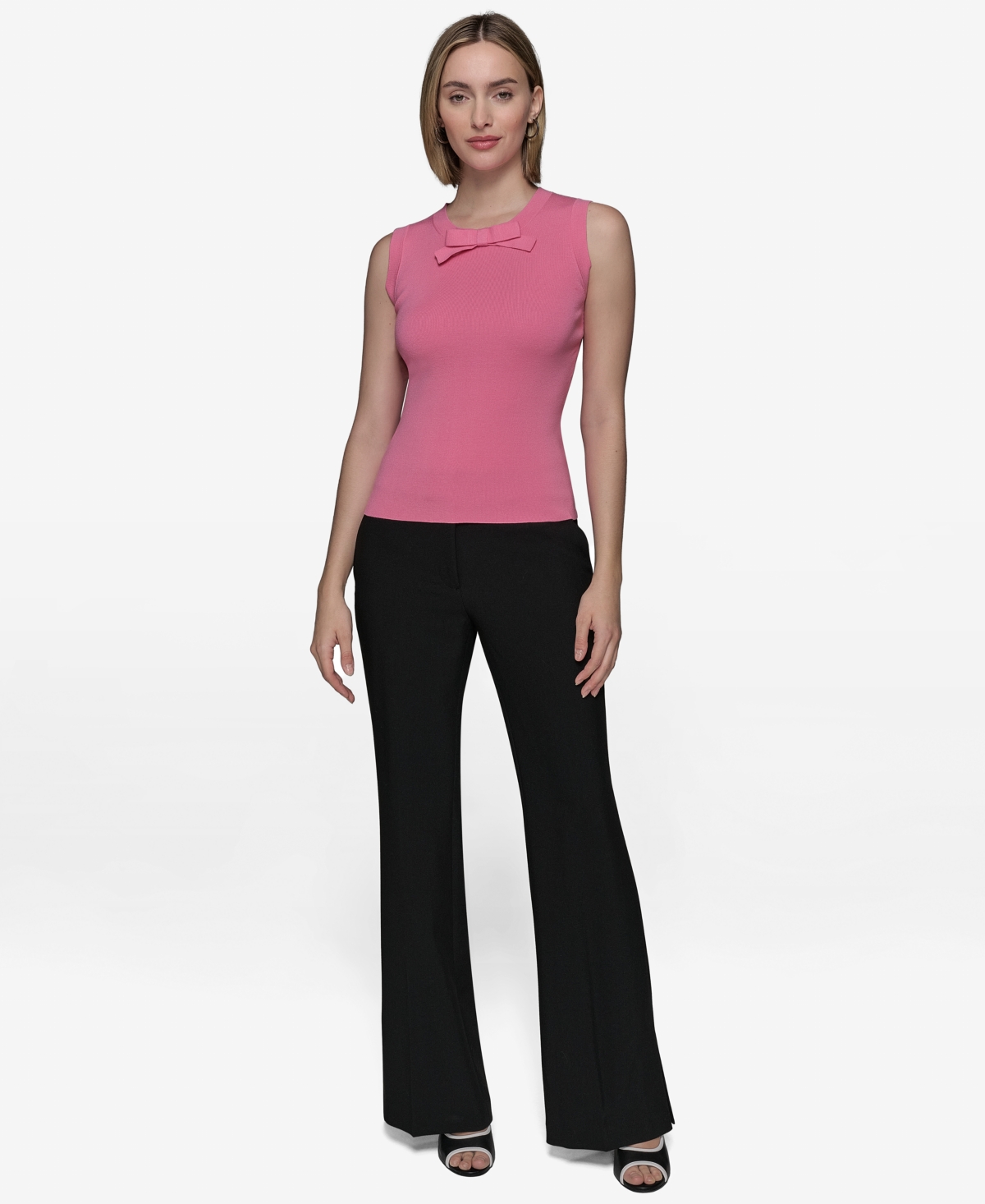Shop Karl Lagerfeld Women's Bow-tie Sleeveless Sweater In Pink Sherbert