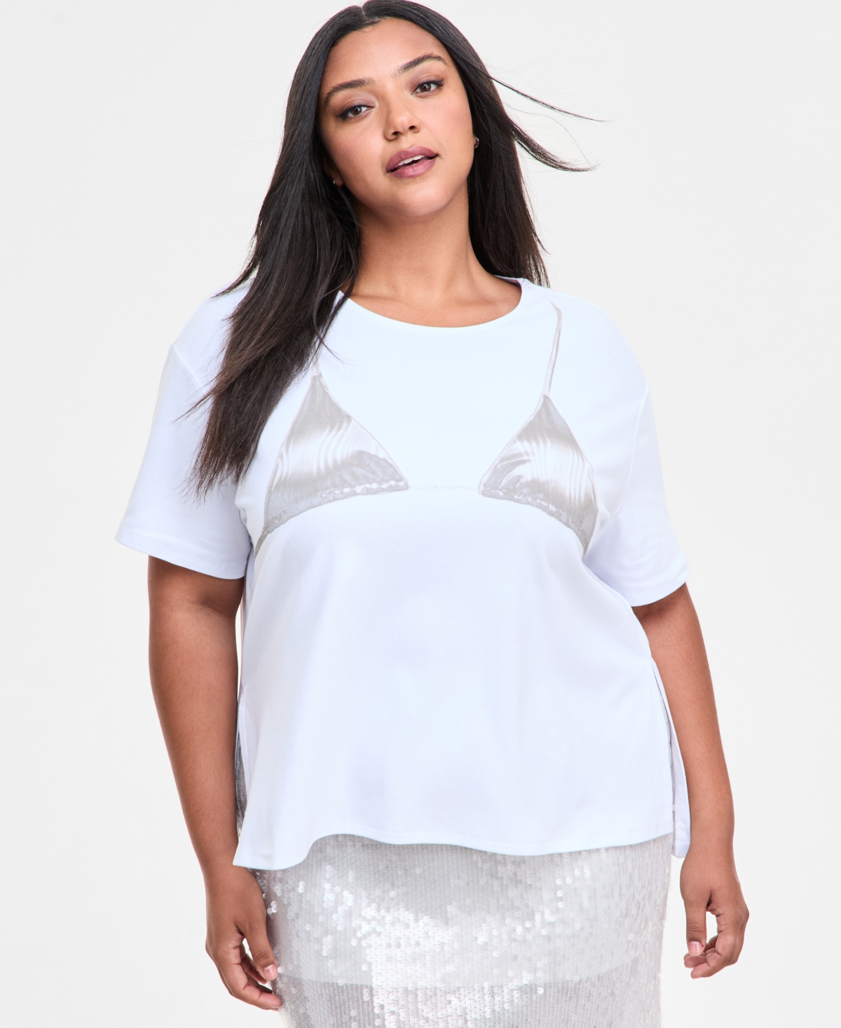 Trendy Plus Size Bikini-Graphic T-Shirt, Exclusively at Macy's - Bright White