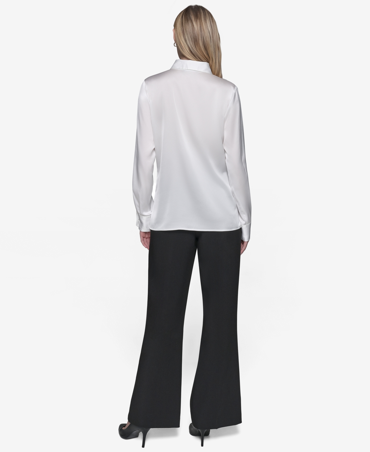KARL LAGERFELD WOMEN'S BOW-DETAIL COLLARED BUTTON-DOWN BLOUSE 