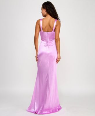 Emerald Sundae Juniors' Square-Neck Sleeveless Satin Gown, Created for Macy's