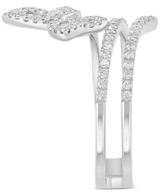 EFFY&reg; Diamond Round & Baguette Butterfly Wrap Ring (3/8 ct. t.w.) in 14k White Gold
