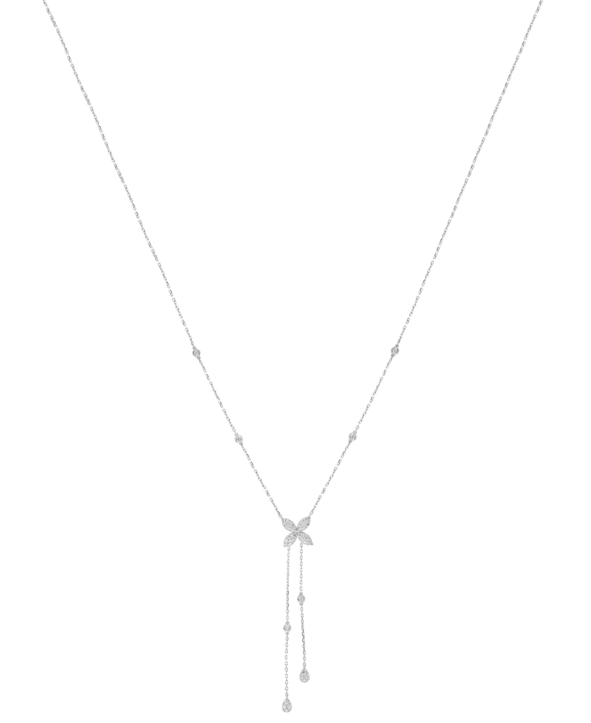 Effy Collection Effy Diamond Flower 18" Lariat Necklace (3/4 Ct. T.w.) In 14k White Gold In White Gold