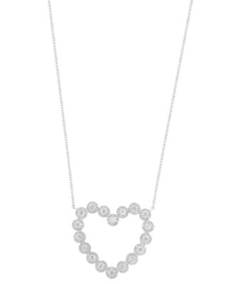 EFFY&reg; Diamond Halo Open Heart 18" Pendant Necklace (1-1/6 ct. t.w.) in 14k White Gold