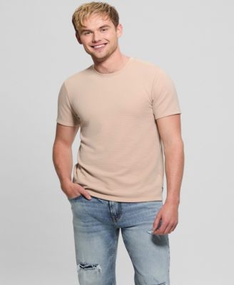 Men's Relaxed Fit Linear Textured Short Sleeve Crewneck T-Shirt