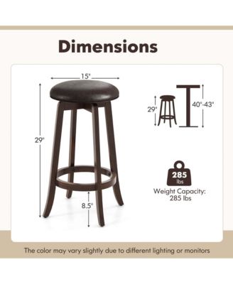 29" Counter Height Stools Set of 2 with 360° Swivel Round Seat & Footrest